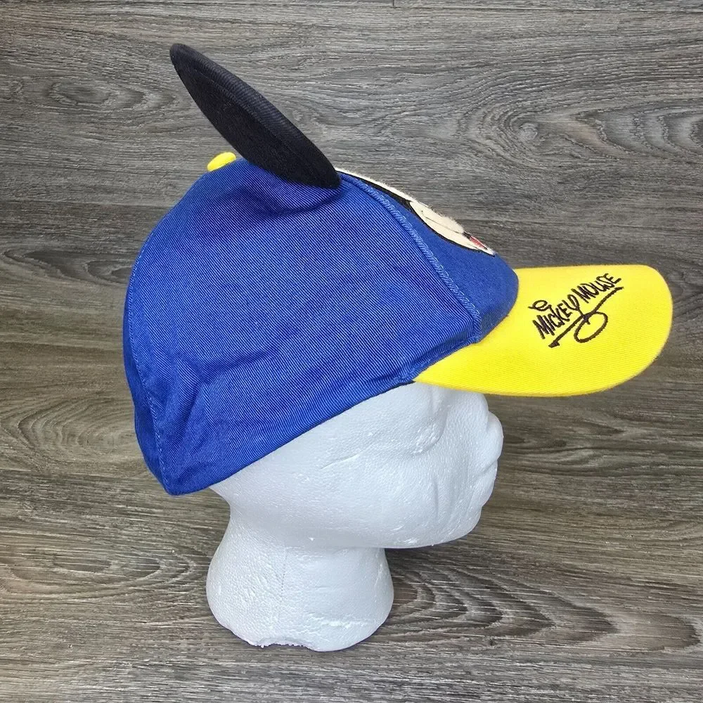Vtg Youth Mickey Mouse Hat Ears Disney World Land Parks Signed Cap RARE snapback